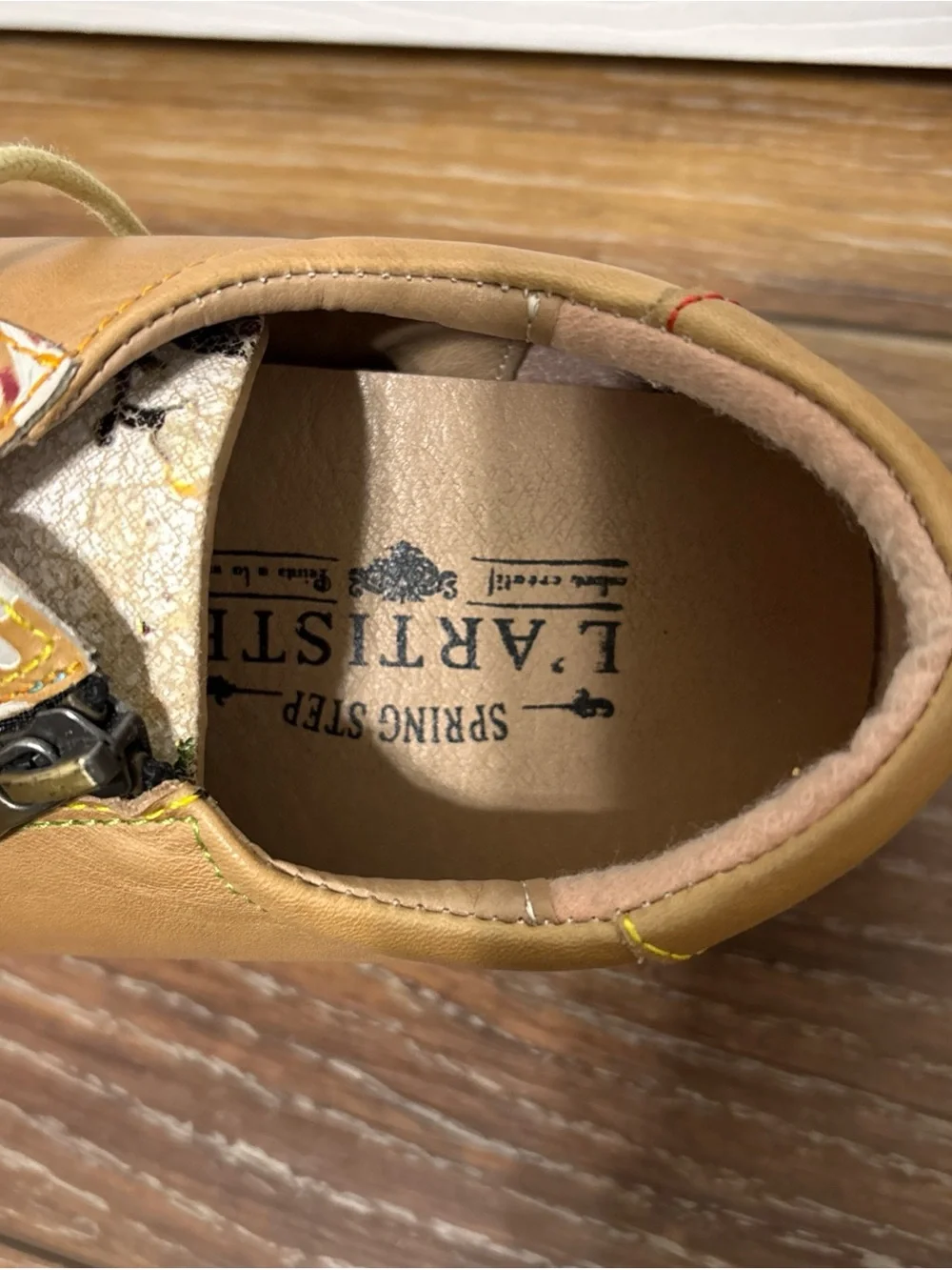 Spring Step L'Artiste  Women's Sneaker Floral Brown Leather Size 38